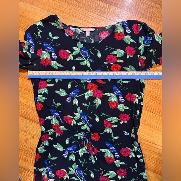 Banana Republic Women's Dress Size M P Black Floral Multicolor Short Sleeve (k11 - Picture 4 of 7